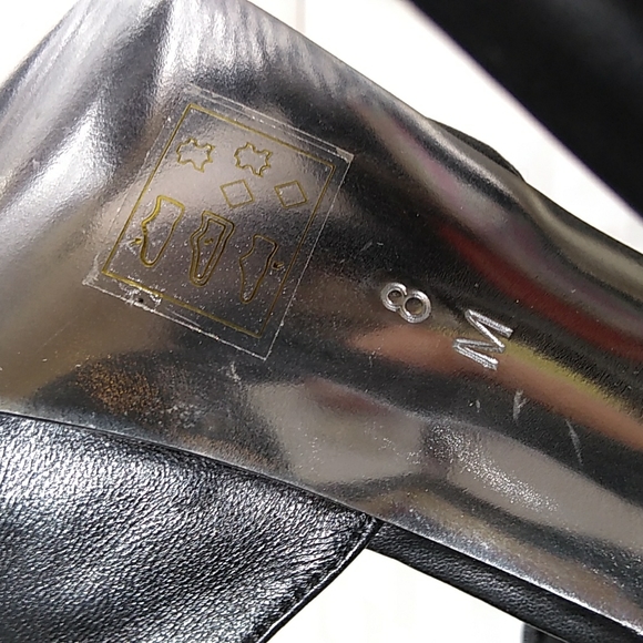 Bebe Black Leather Studded Stiletto Heels - Picture 10 of 16